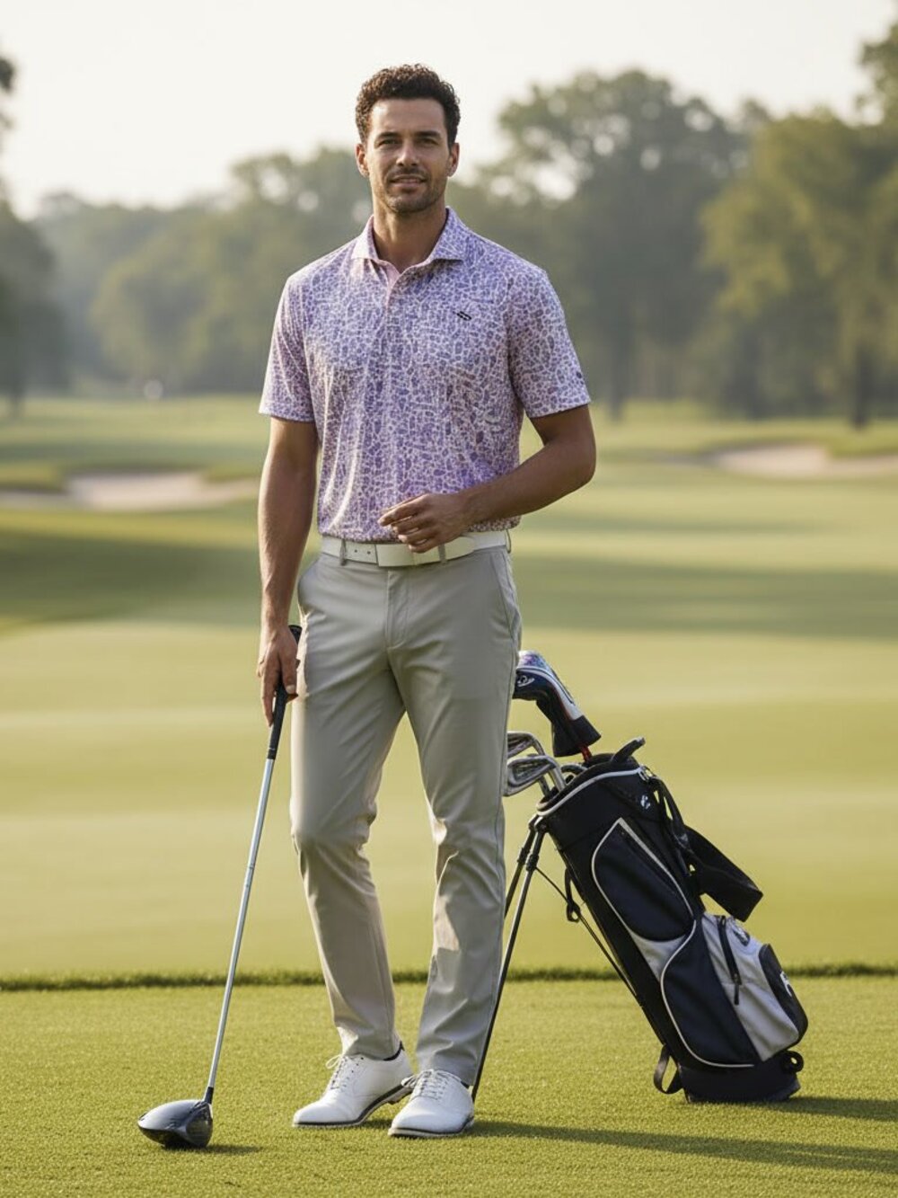 Puma x Arnold Palmer Pink Lemonade Golf Polo Men's L Cocktail Print AP Umbrella